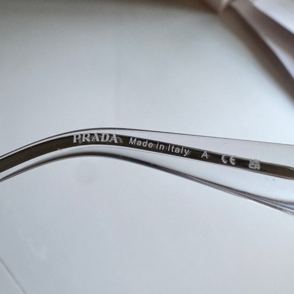 BRAND NEW in BOX Prada Symbole Sunglasses white triangle logo pale gold frame! - Picture 15 of 15